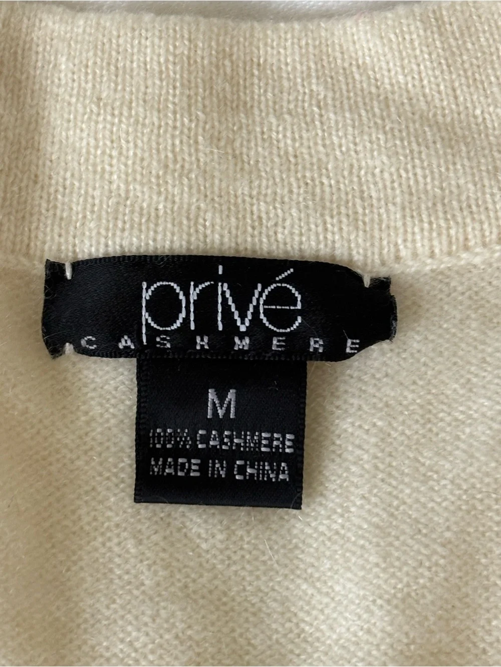 Privé Cashmere Cardigan Sweater Women M Ivory Cream 100% Wool Button Pocket